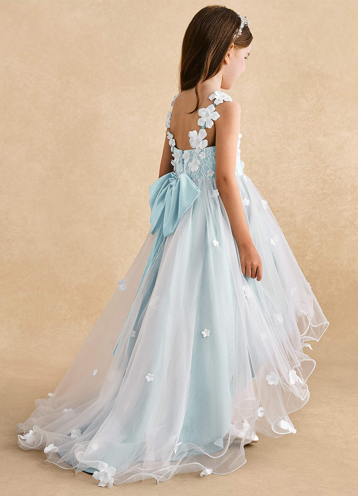 Azazie Celia Tulle Sea Glass Flower Girl Dresses Size UK 2