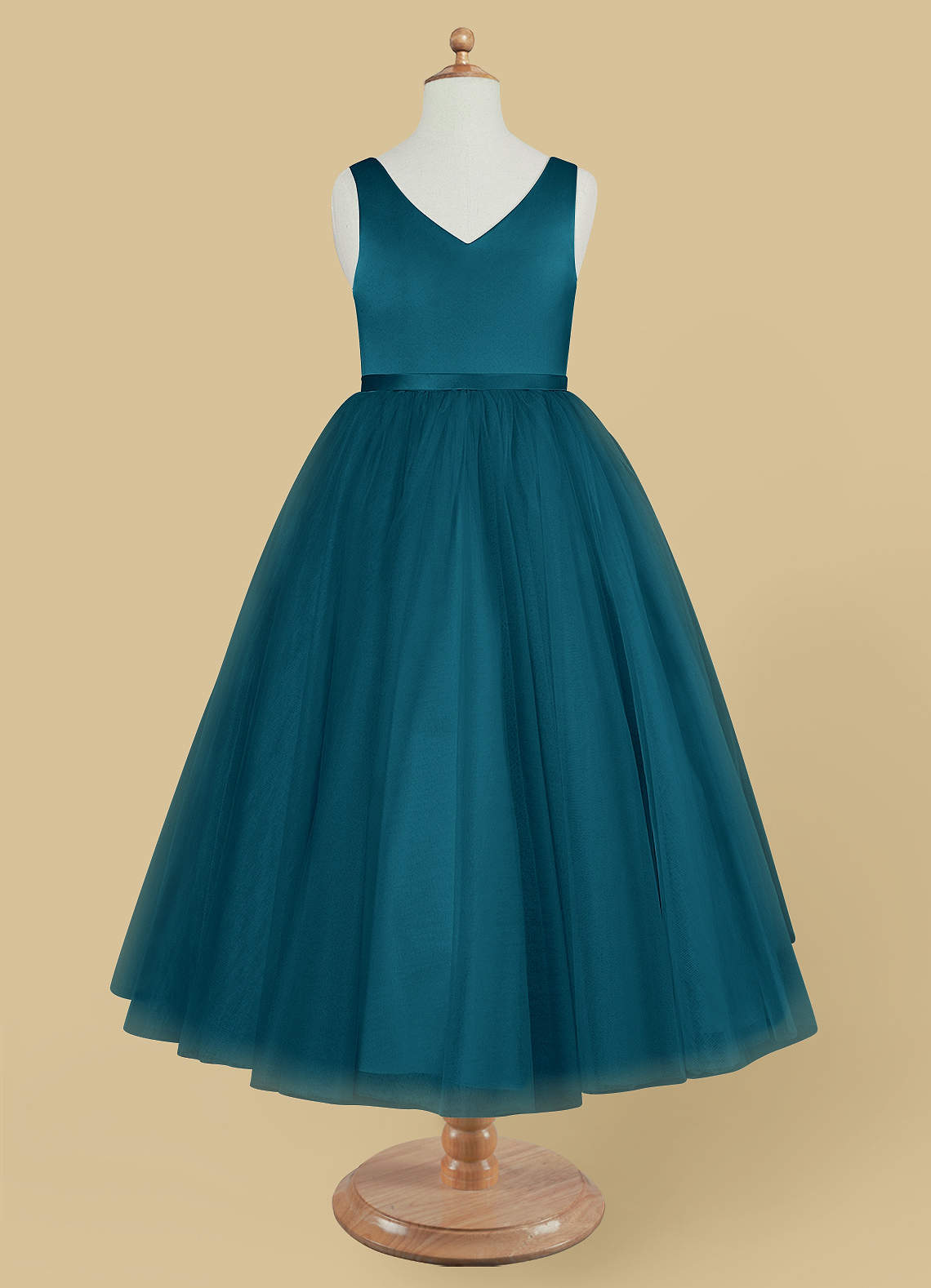Azazie Marybell Ink Blue A-Line Bow Tulle Dress | Azazie