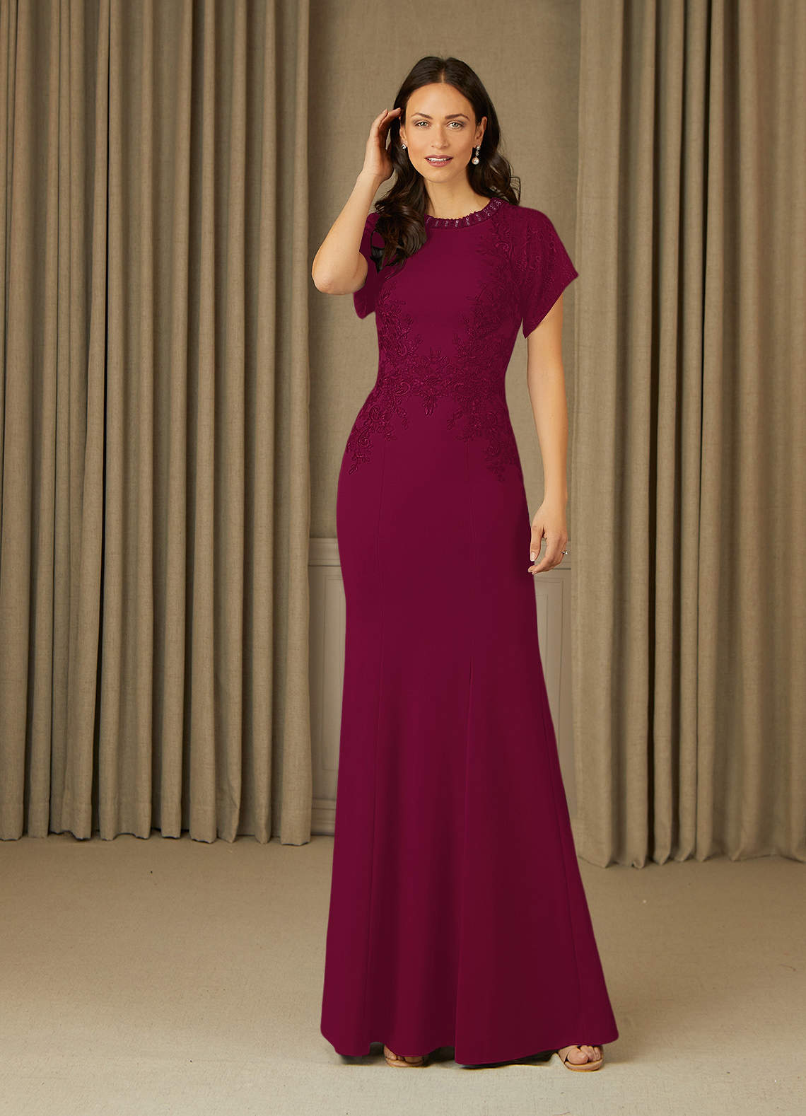 Azazie Adonna vestidos de madre de la novia Vestido de Borgoña de Encaje de Sirena image1