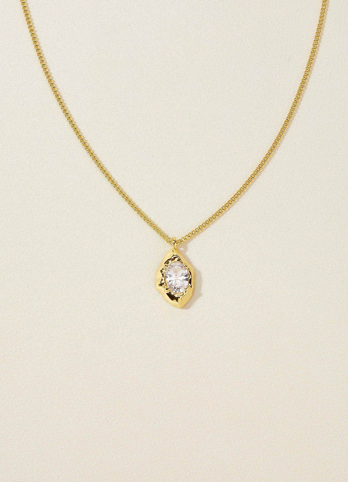 front Molten Bezel Crystal Pendant Necklace