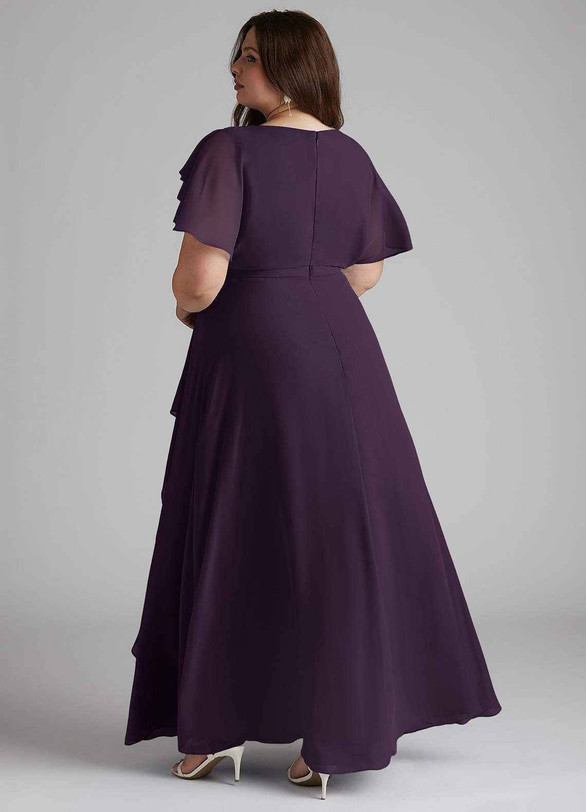 Azazie Aaliyah Modest Bridesmaid Dresses A-Line Scoop Pleated Chiffon Floor-Length Dress image17