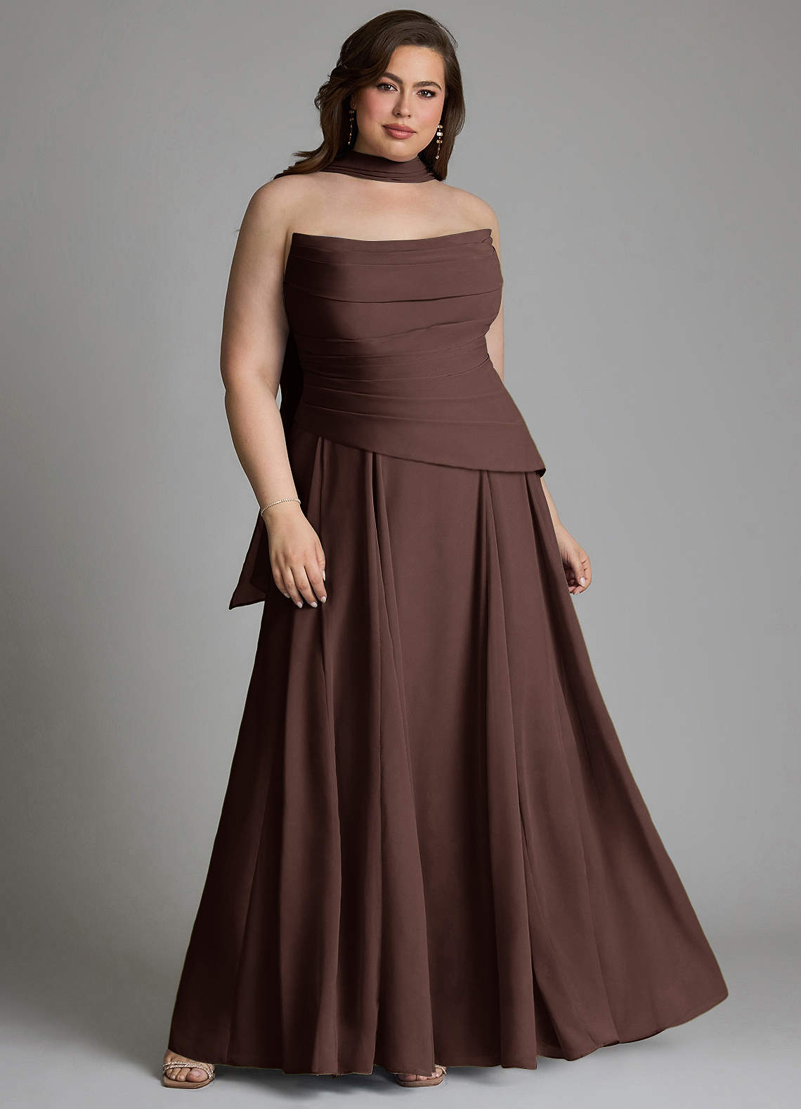 Azazie Gabriela Bridesmaid Dresses Ganache A-Line Corset Chiffon Dress image17