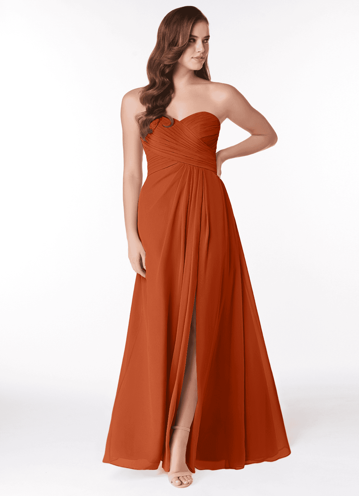 Azazie Arabella Allure Probar vestidos en casa Vestido de Rosa Del Desierto de Gasa de Corte en A Convertible con Escote de Corazón image1