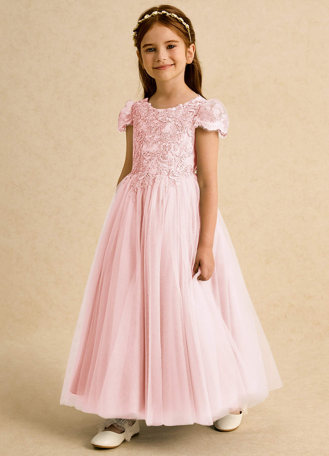 Azazie Puff Flower Girl Klänningar Klä Balklänning i Tyll Spets image1