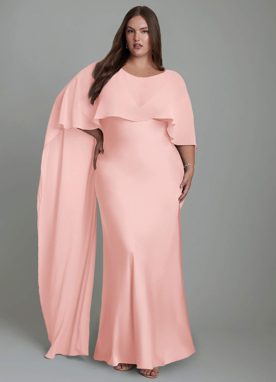 Azazie Stefania Bridesmaid Dresses Powder Pink A-Line Stretch Satin Dress image8