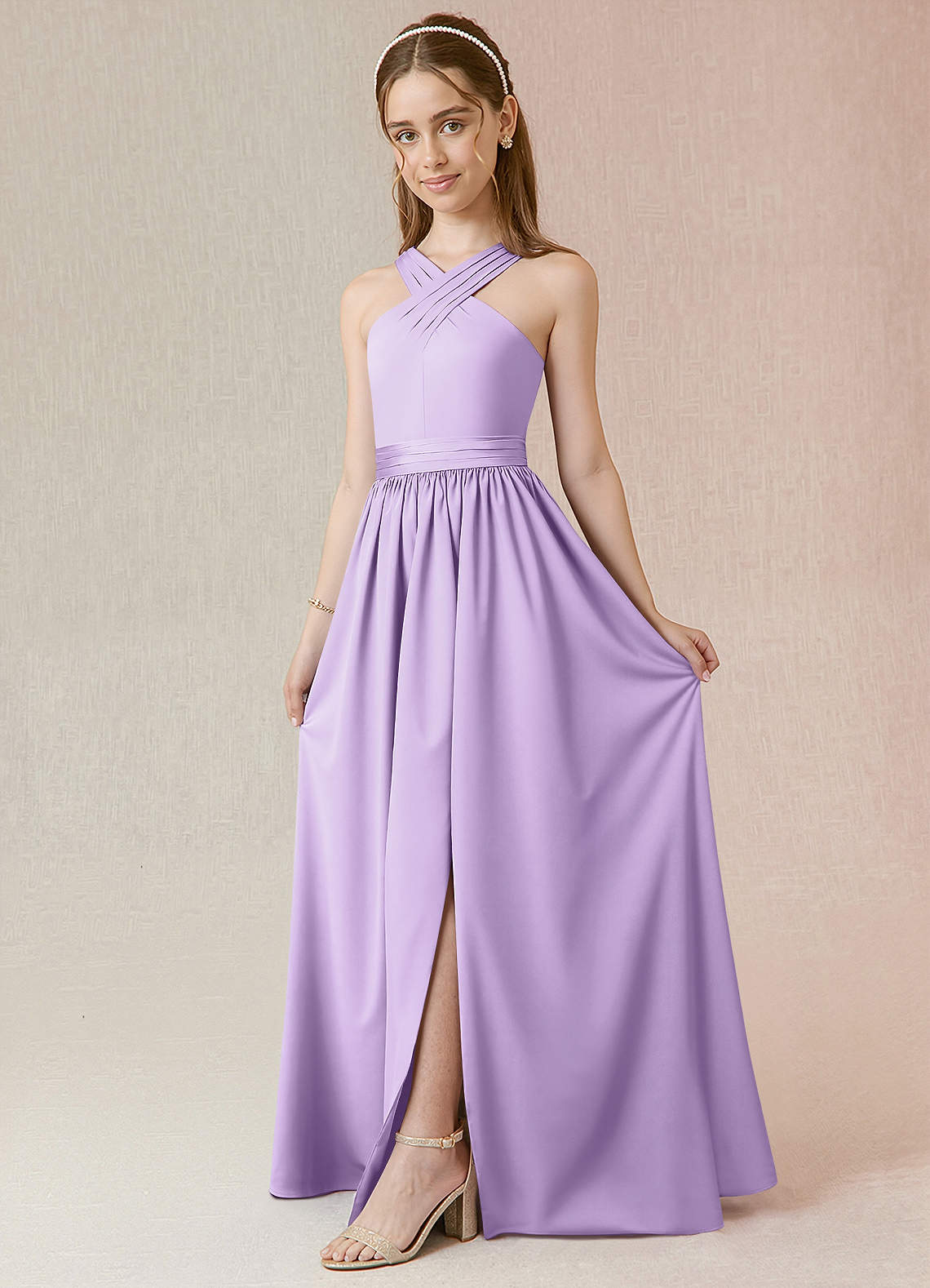 purple jr bridesmaid dresses Azazie Jiya Junior