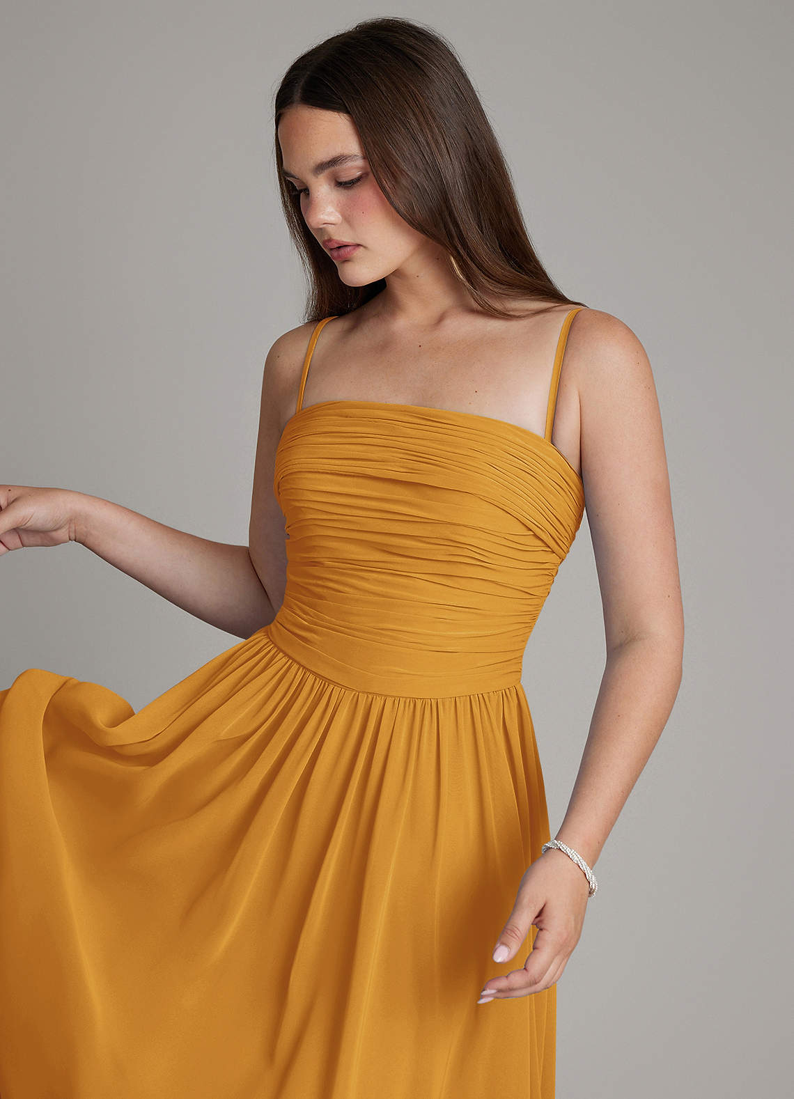 andreina orange dress Azazie Andreina Butterscotch Chiffon Bridesmaid Dresses