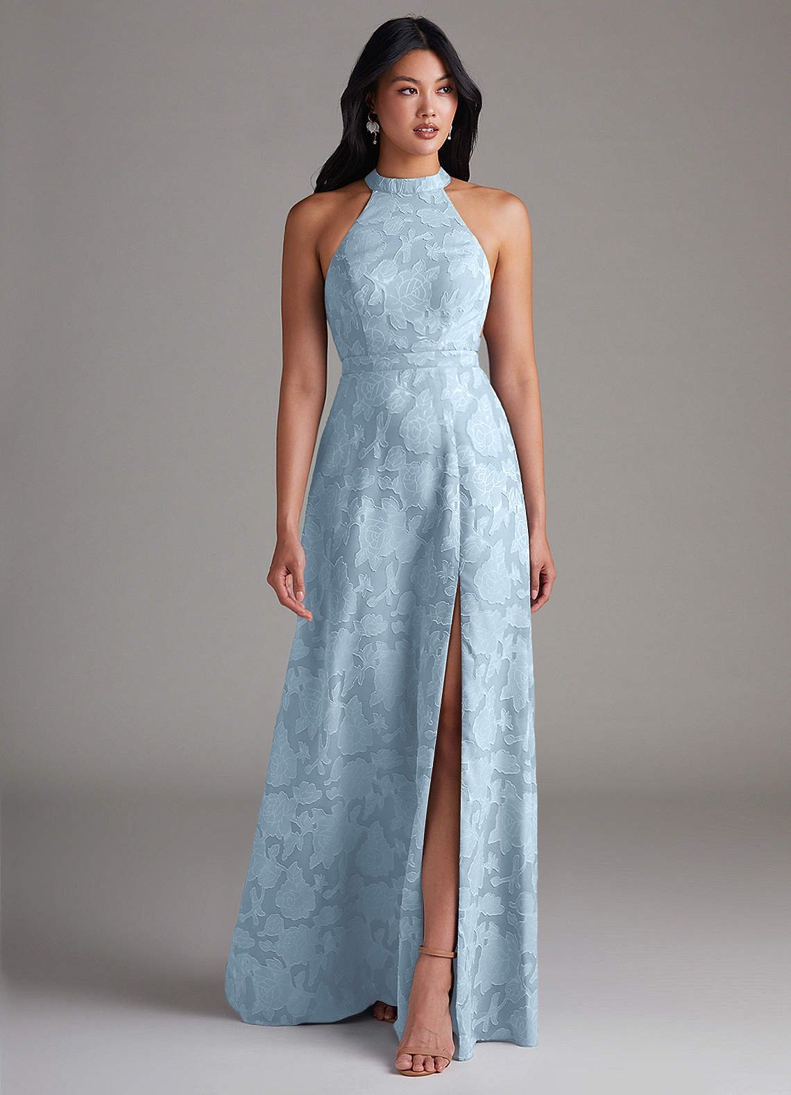 Azazie Clarice Brautjungfernkleider A-Linie Seitliche Cut-Outs Blumen-Burnout Kleid Himmelblau image1