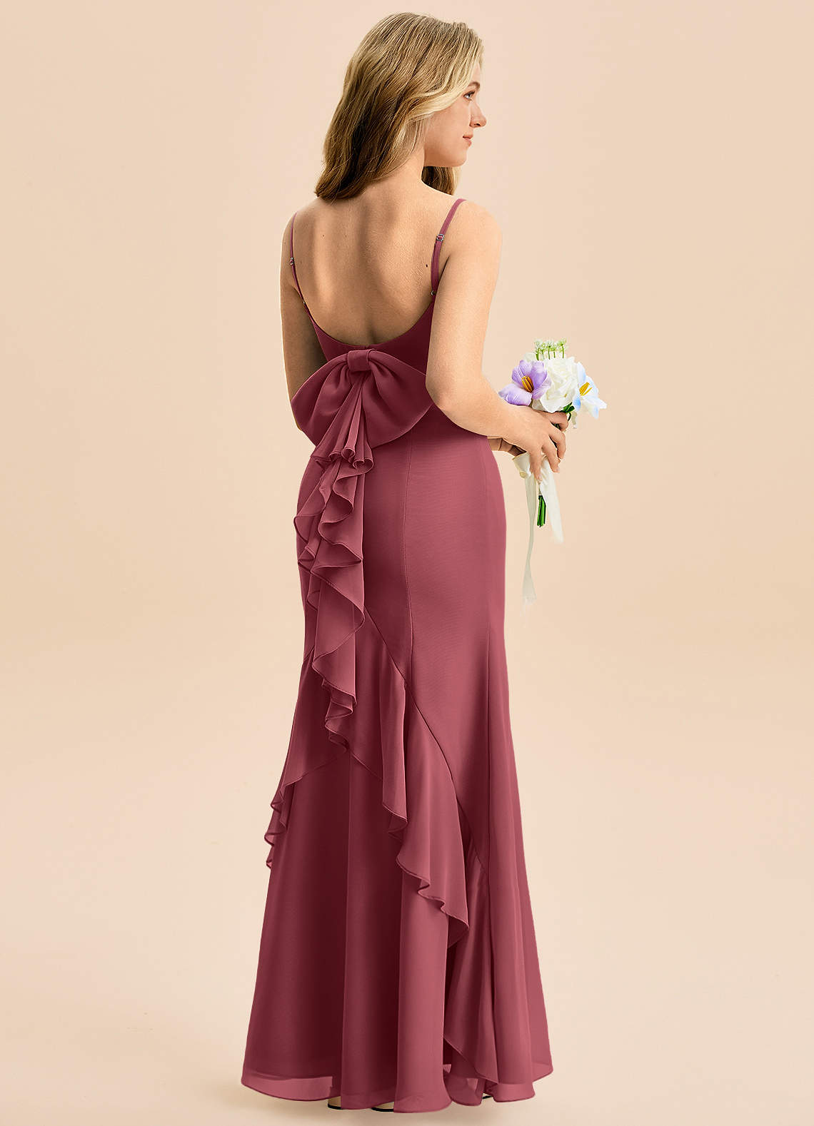 junior red dress Wine Red Lace High Low Charming Formal Dress, Junior Party Dress, Cute