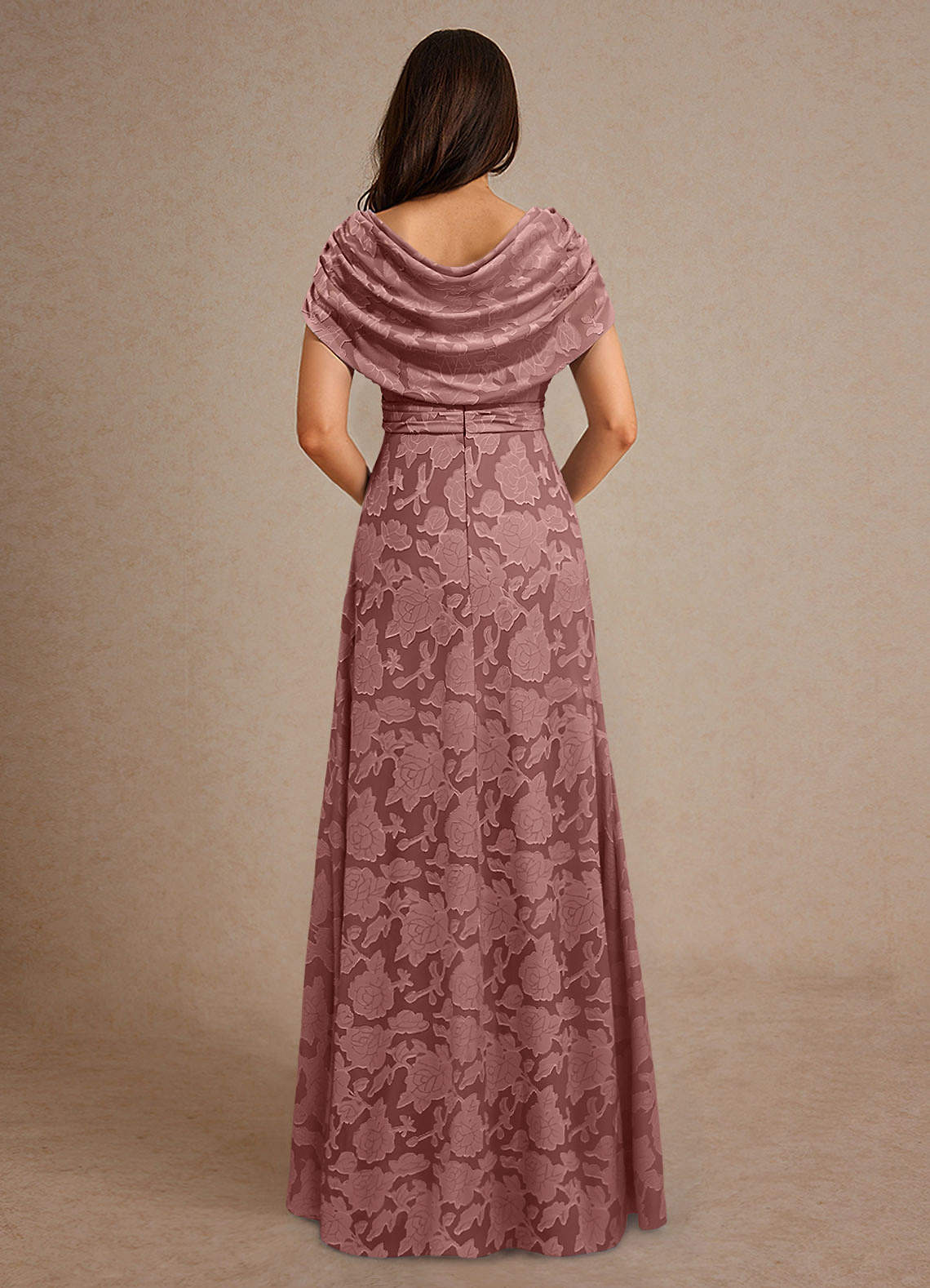 Azazie Branford Mother of the Bride Dresses Dusty Rose A-Line Pleated Floral Burnout Dress image2