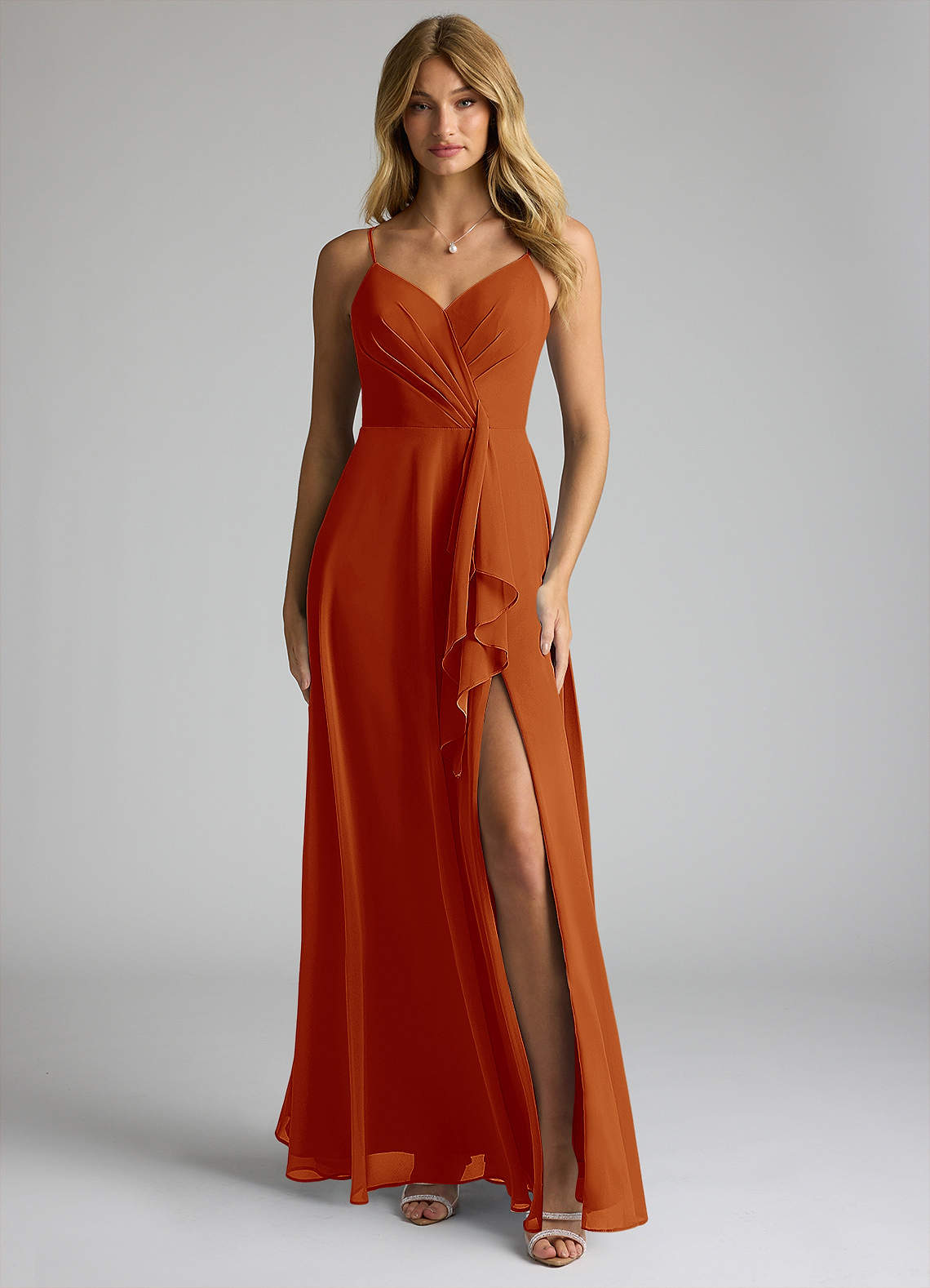 Azazie Akita Bridesmaid Dresses Paprika A-Line Chiffon Dress image1