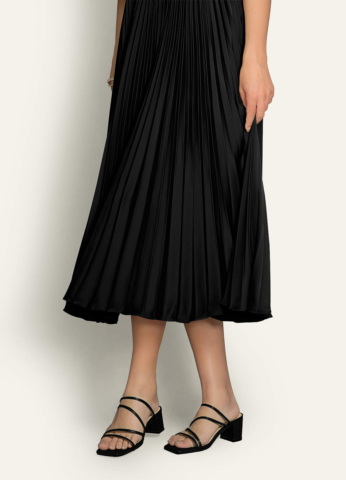 front Matching Color Matte Satin Strap Low Heel Sandals