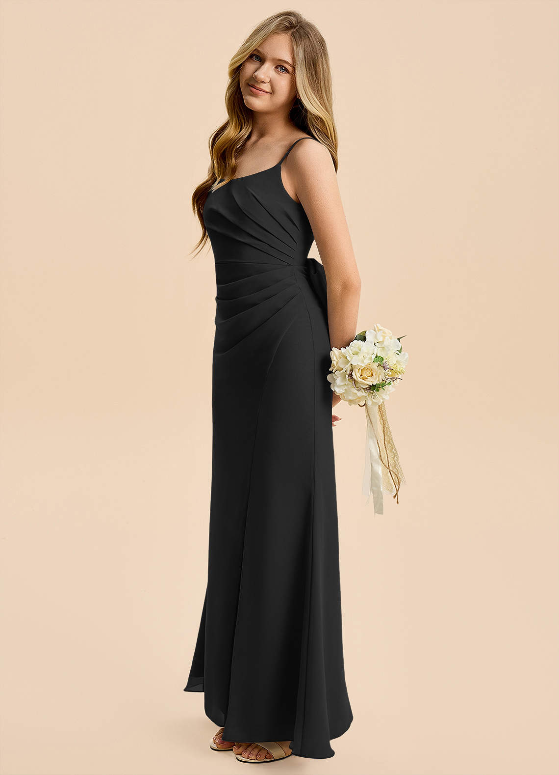 black amelia dress Azazie Junior Asymmetrical Midi Dress with