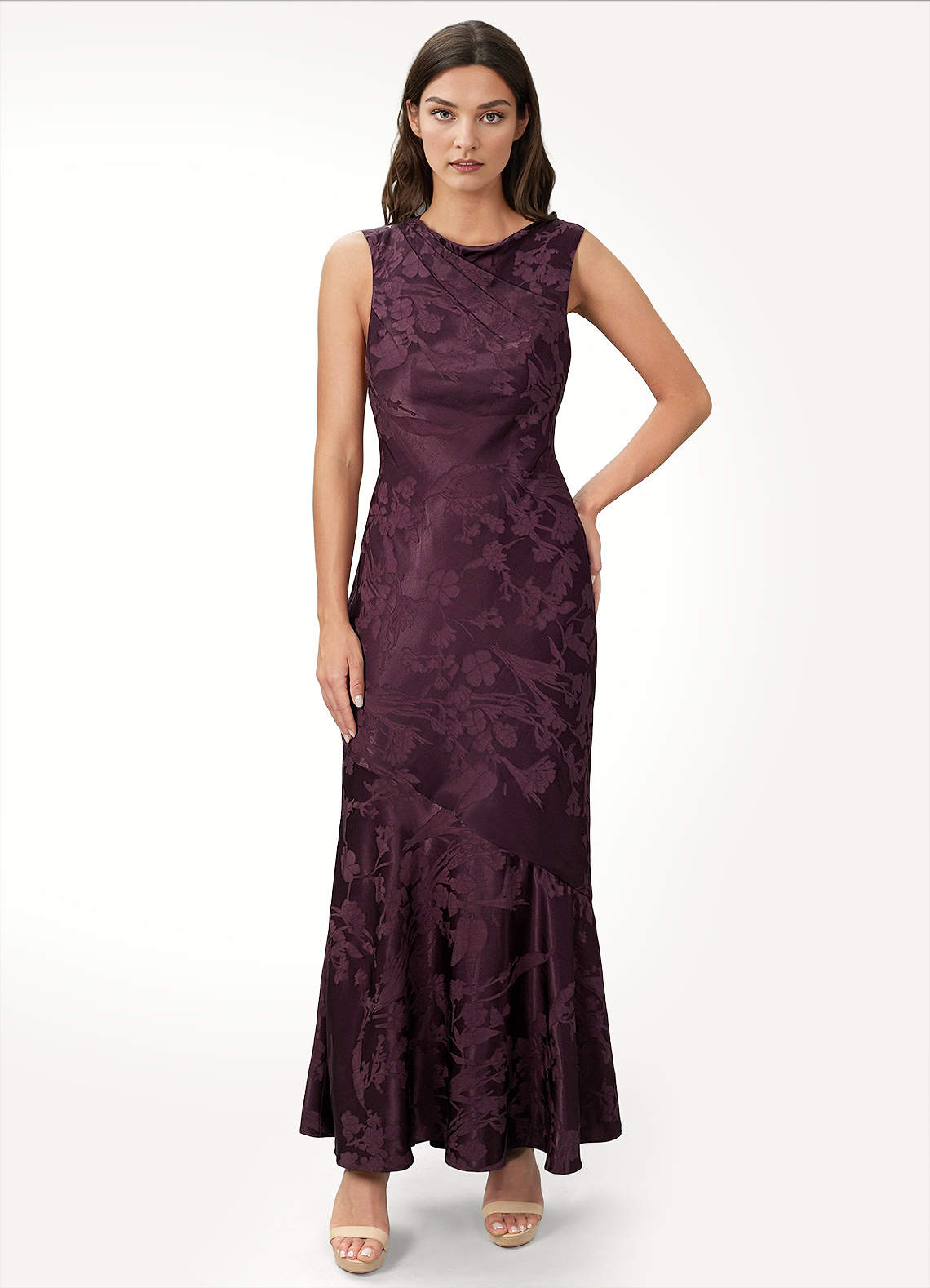 Bellini Indigo Jacquard Satin Maxi Dress | Azazie