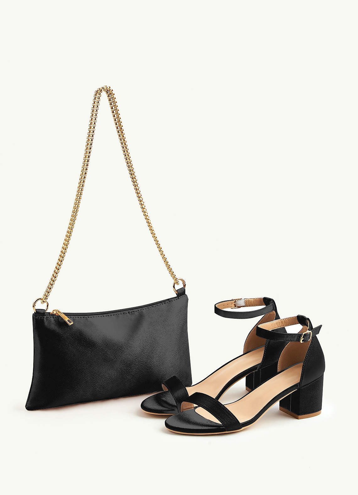 front Matching Color Metallic Satin Adjustable Shoulder Bag