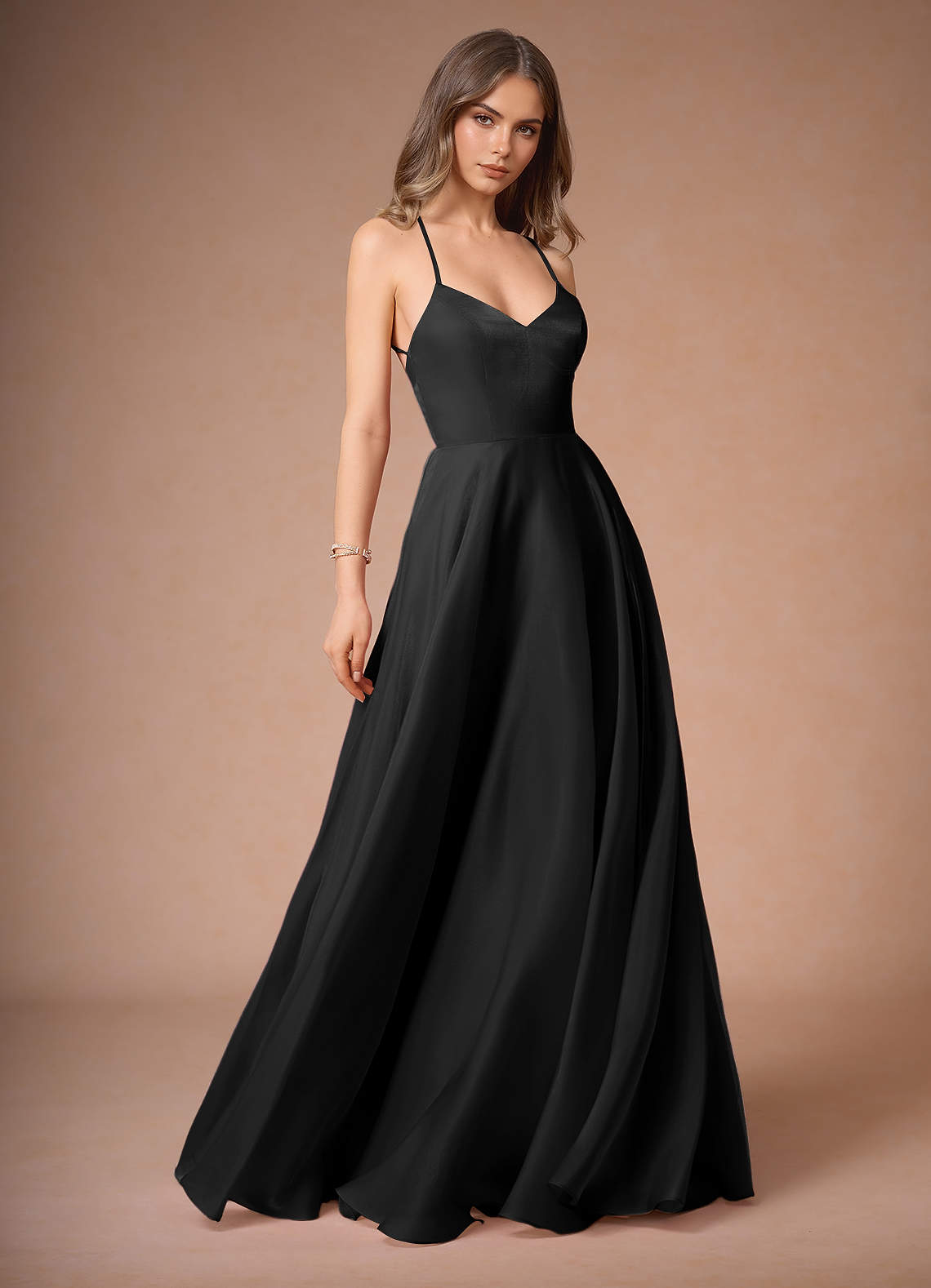 Faustin Black Open Back Gown Ready to Ship | Azazie