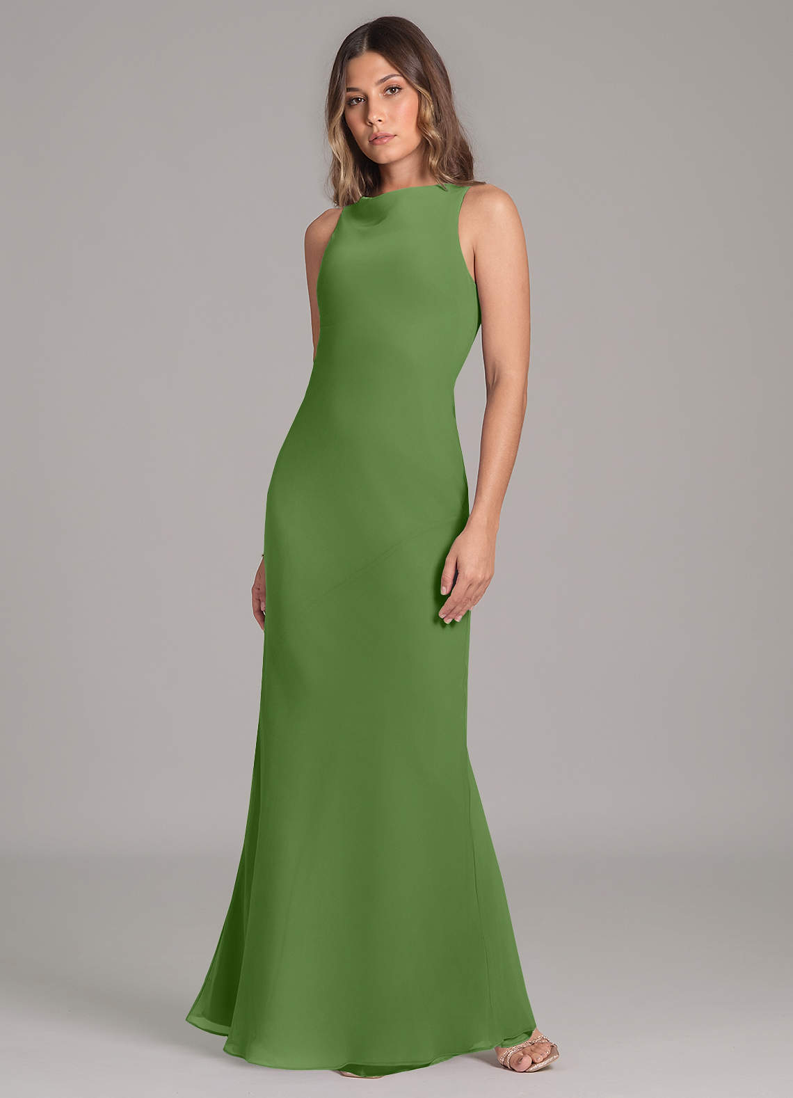 Azazie Allettie Basil Chiffon Bridesmaid Dresses | Azazie