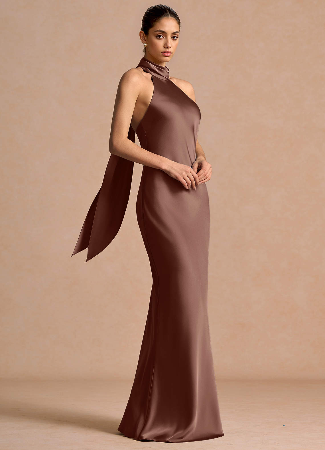 COCO☆JOSE MOON/SATIN GRITTER DRESS Ysoria Mocha Coco Maxi Dress | Azazie CA