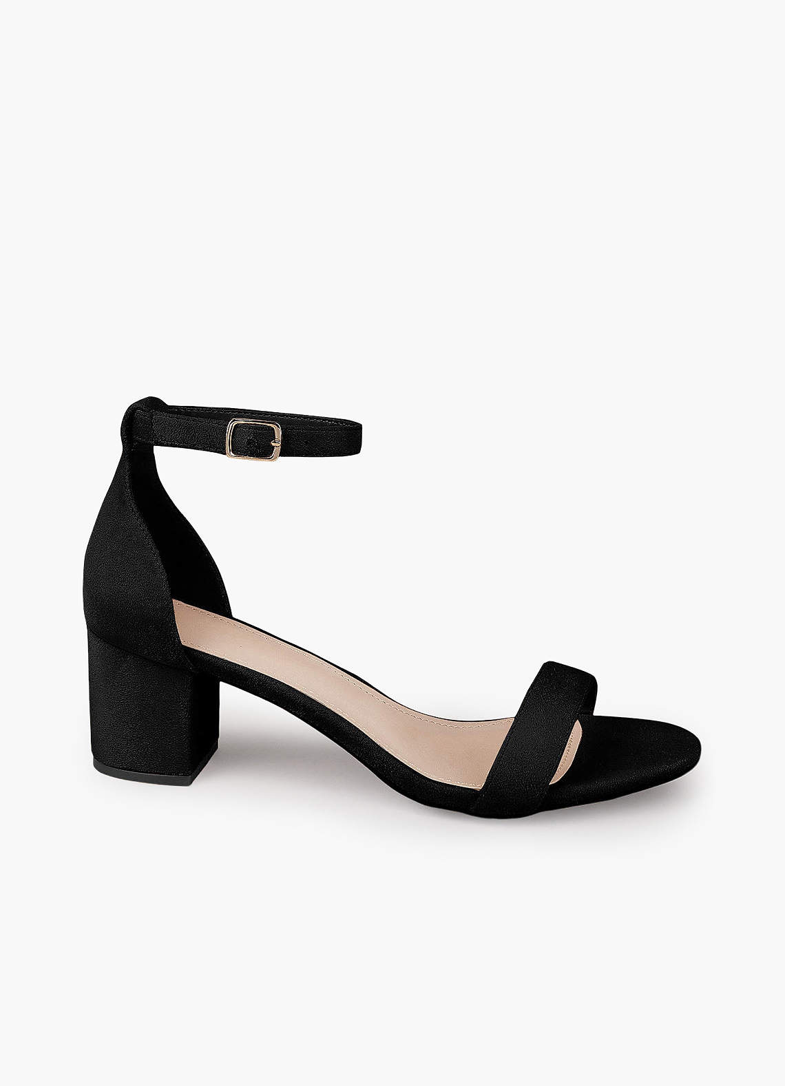 front Buckle Block One-Strap Heel Sandals