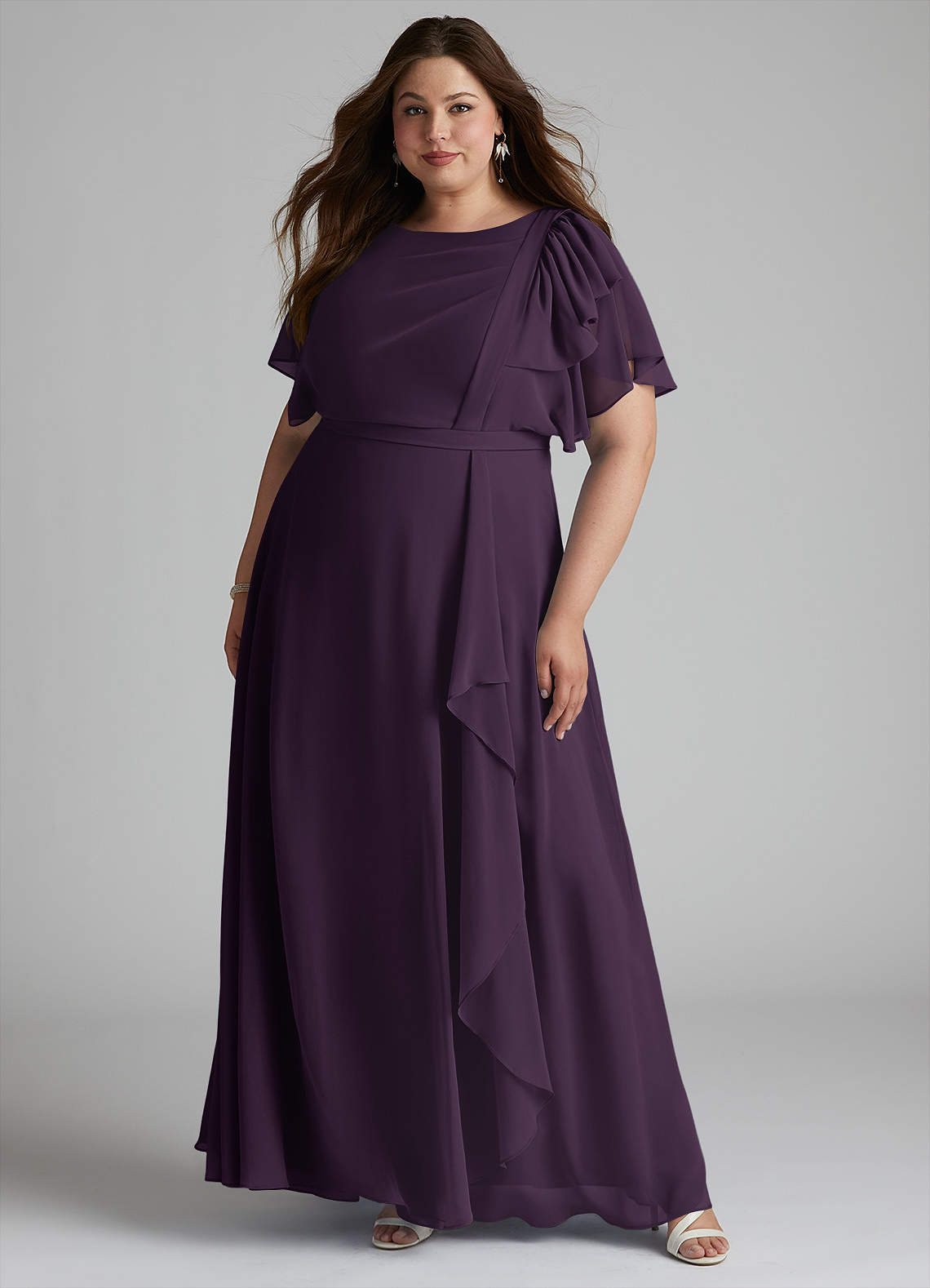 Azazie Aaliyah Modest Bridesmaid Dresses A-Line Scoop Pleated Chiffon Floor-Length Dress image11