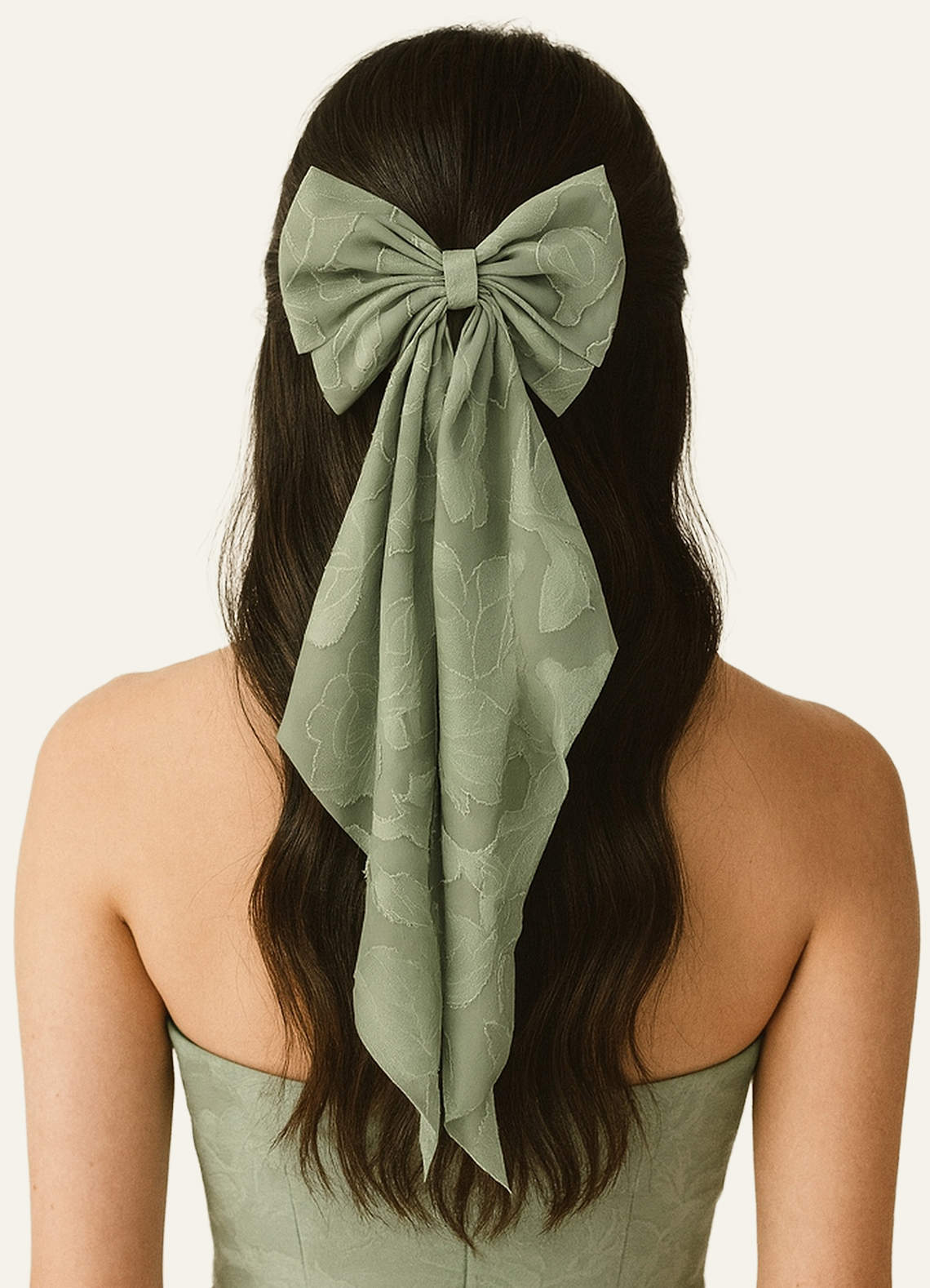 front Matching Color Floral Burnout Bow Hair Clip