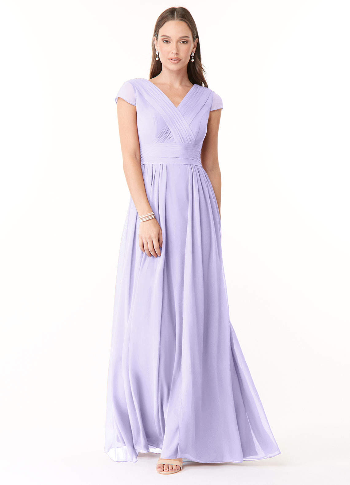 Azazie Organa Bridesmaid Dresses A-Line Pleated Chiffon Floor-Length Dress image1