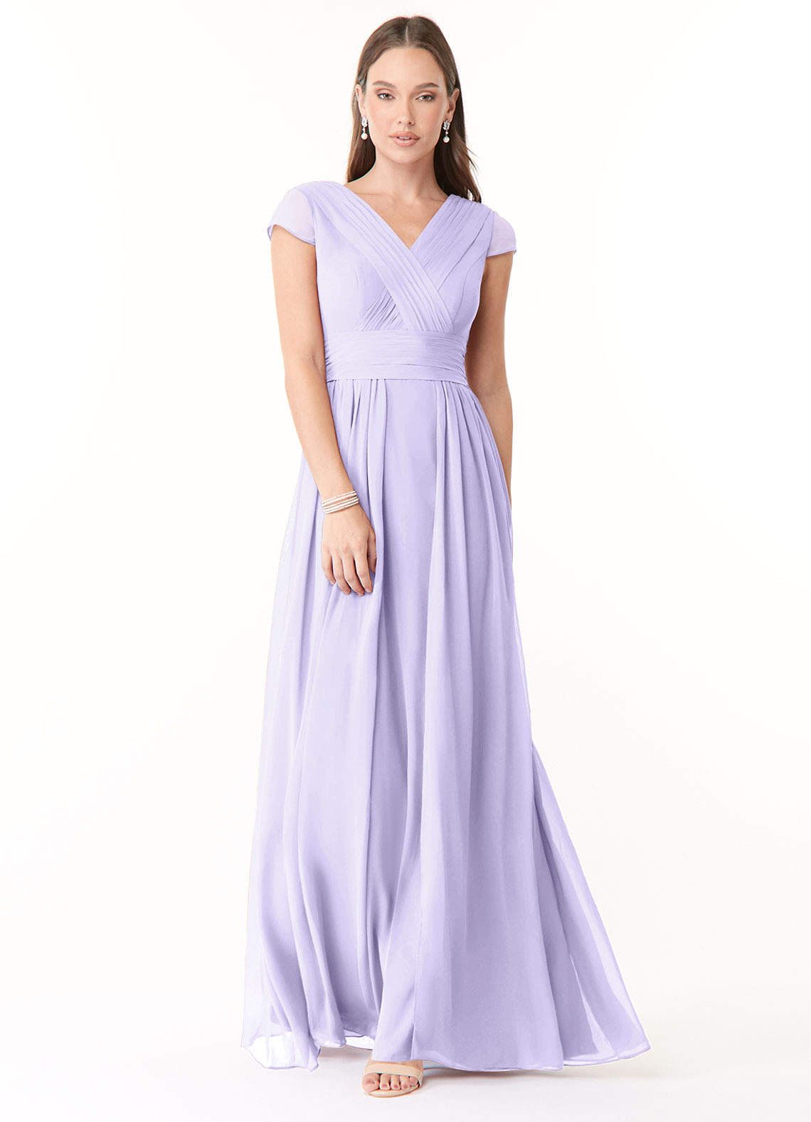 Azazie Organa Bridesmaid Dresses Lilac A-Line Pleated Chiffon Dress image1