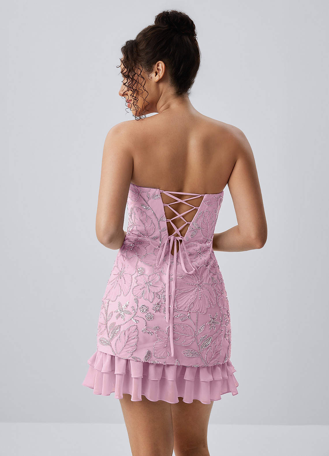 ruffle it up strapless mini dress Women's Laugh It Up Strapless Ruffle Mini Dress in Fuchsia