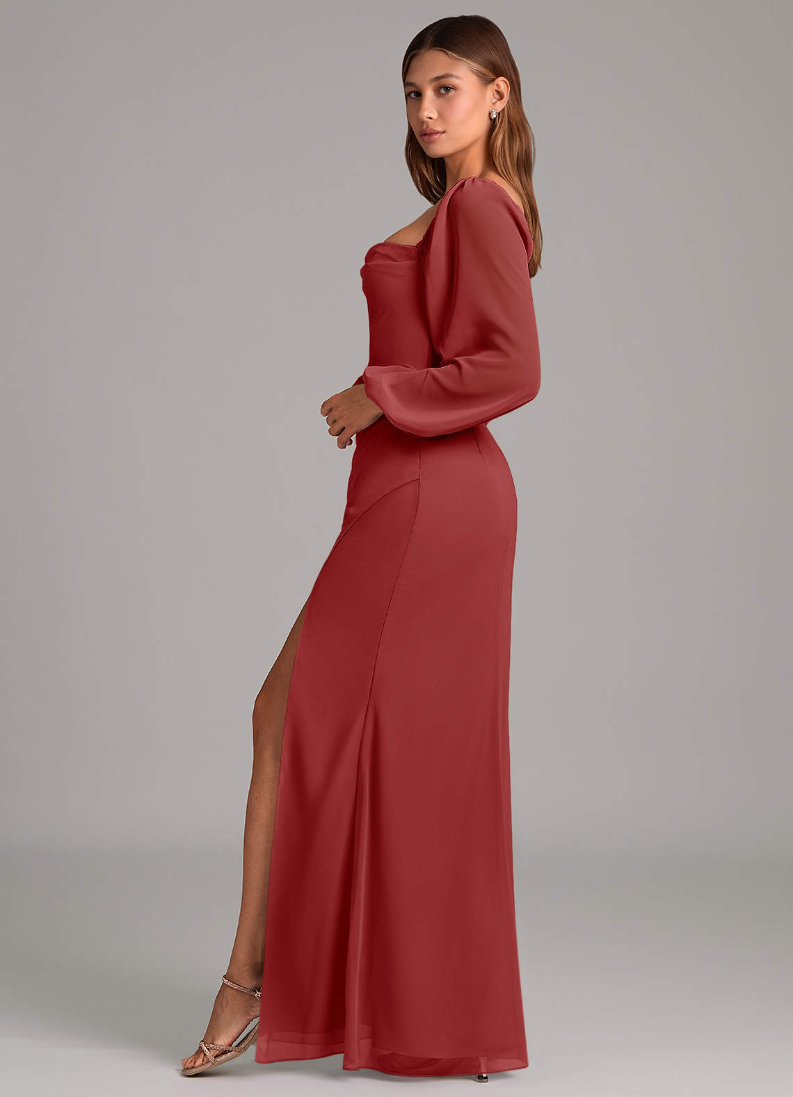 rust formal dress with sleeves Azazie Brixley child:Pale Yellow Luxe Satin