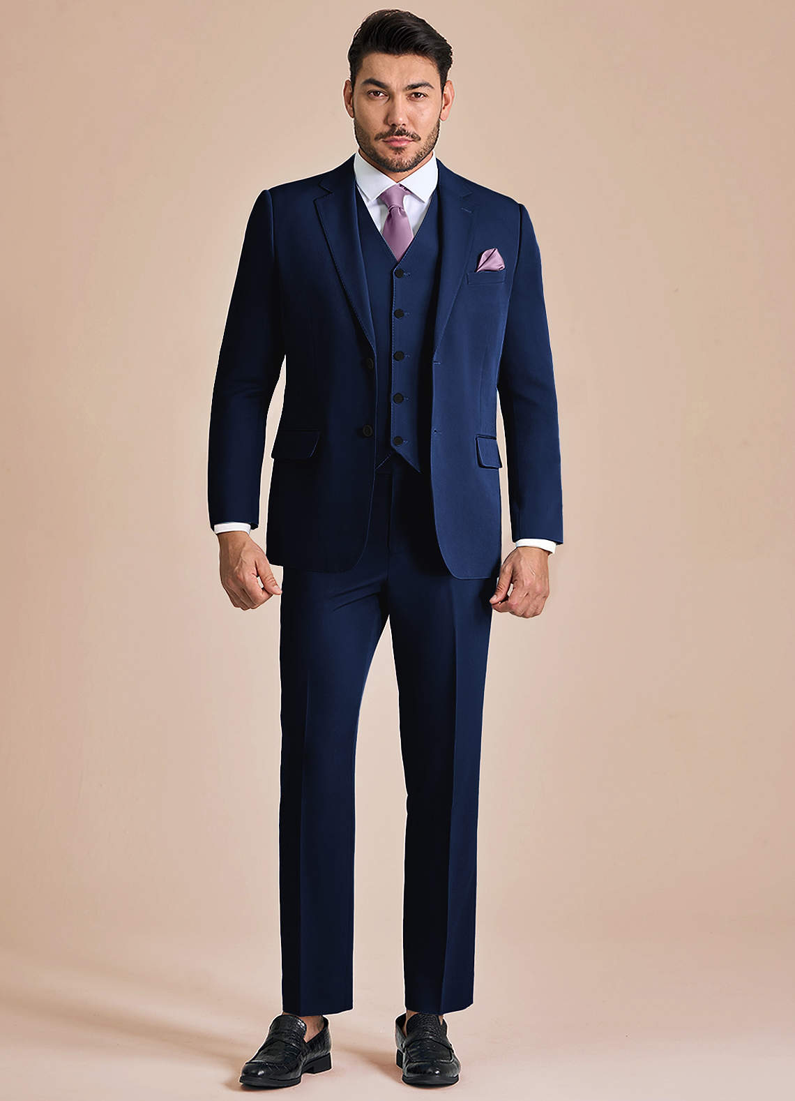 front James Blue Structured Stretch 3-piece suit