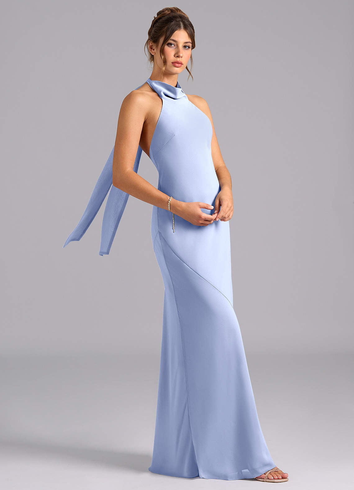 Azazie Velli Bridesmaid Dresses Ice Mermaid High Neck Chiffon Dress image2