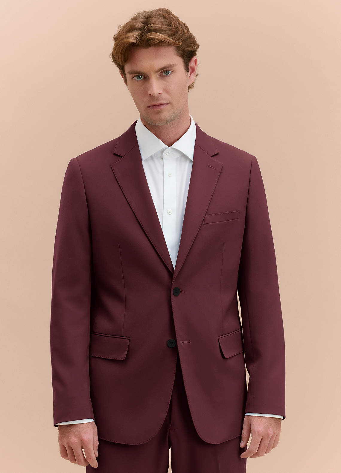front James Cabernet Structured Stretch Suit Jacket