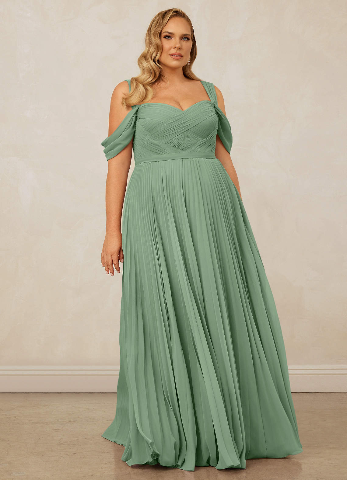 Christian Siriano Bridal for Azazie 1013 Bridesmaid Dresses Pleated Off Shoulder Chiffon A-Line Dress image9