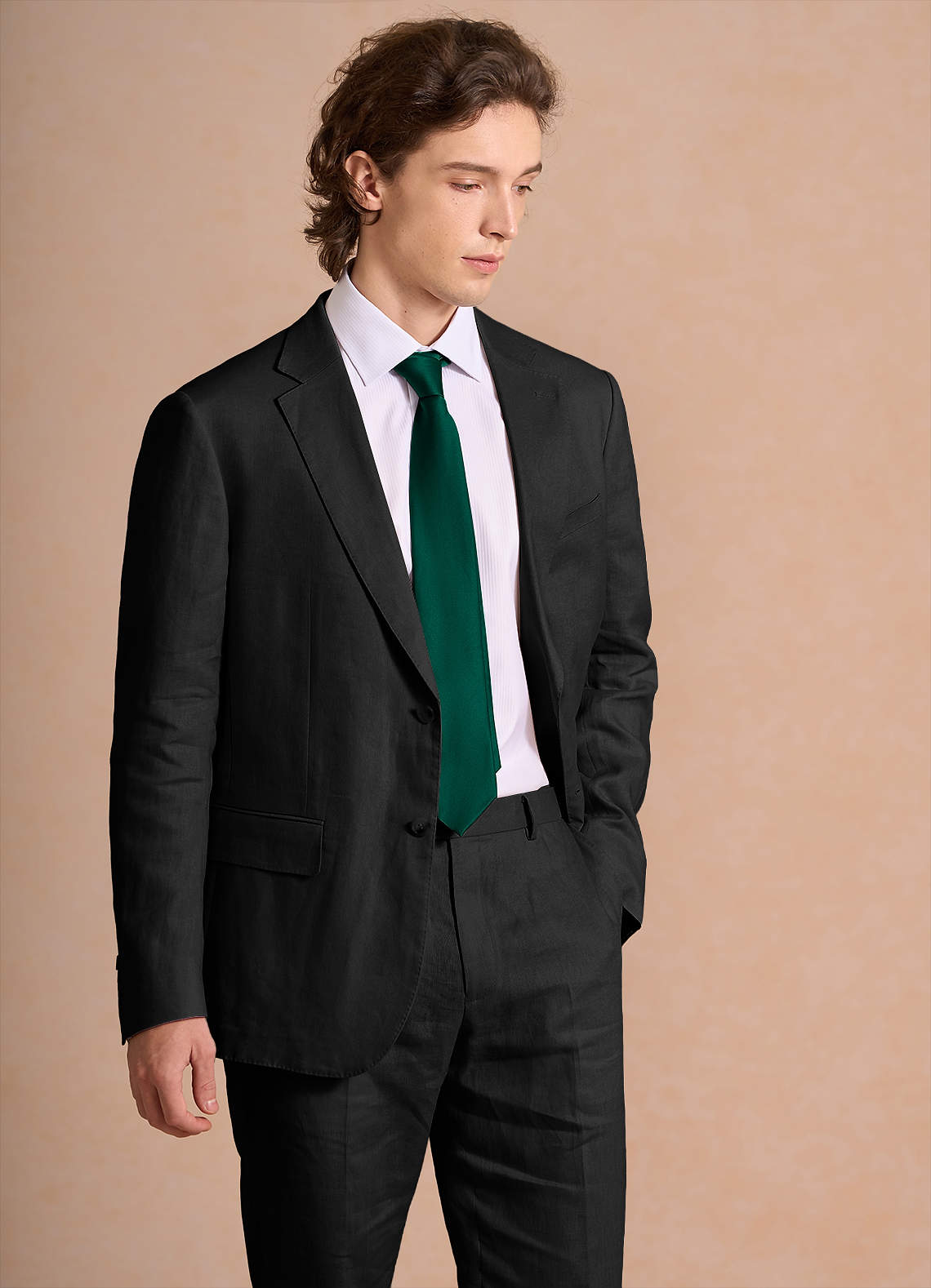 front Harrison Black 100% Linen Suit Jacket