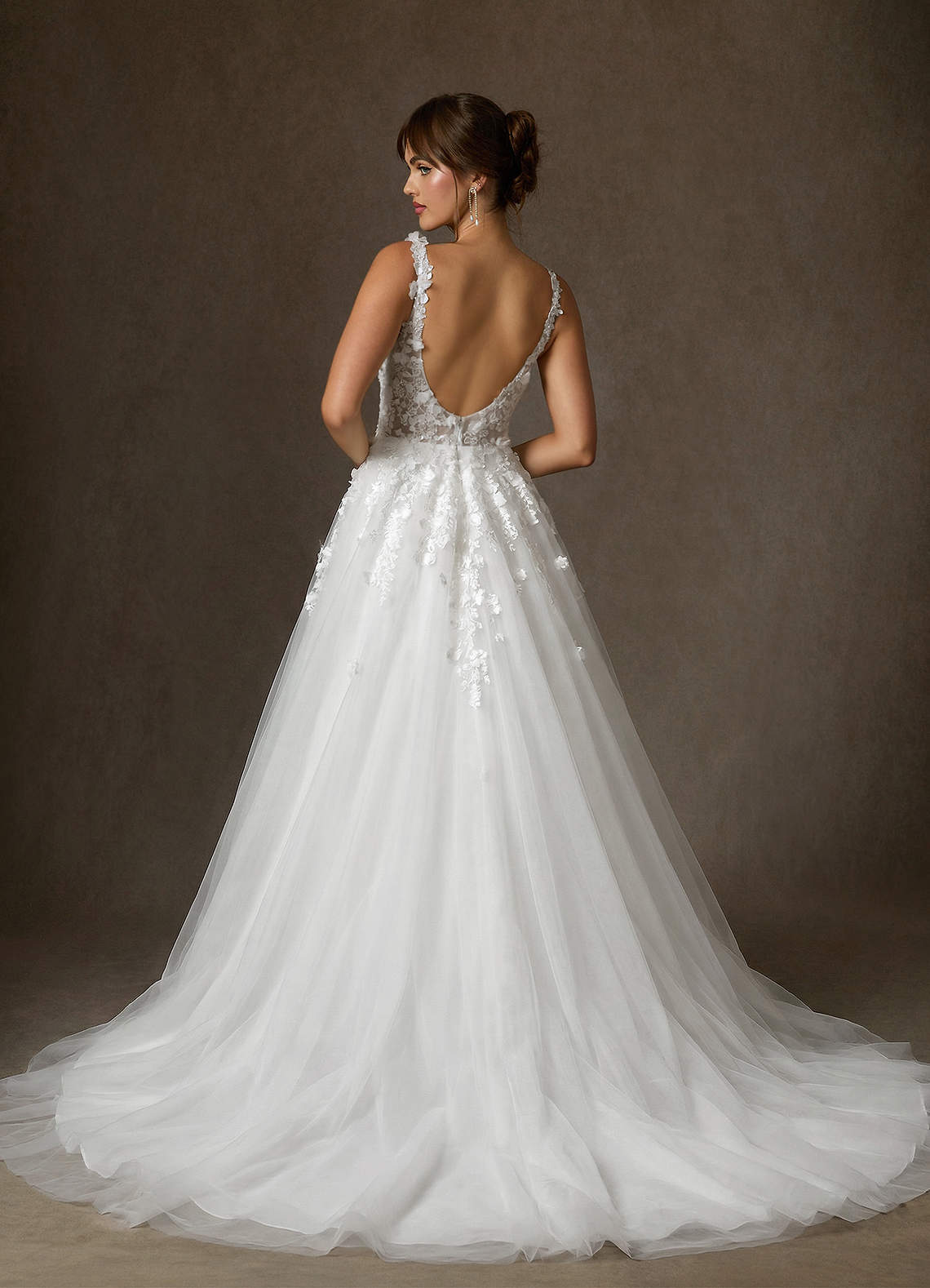 Azazie Sabine Wedding Dresses Diamond White Ball-Gown Square Neckline Lace Dress image1