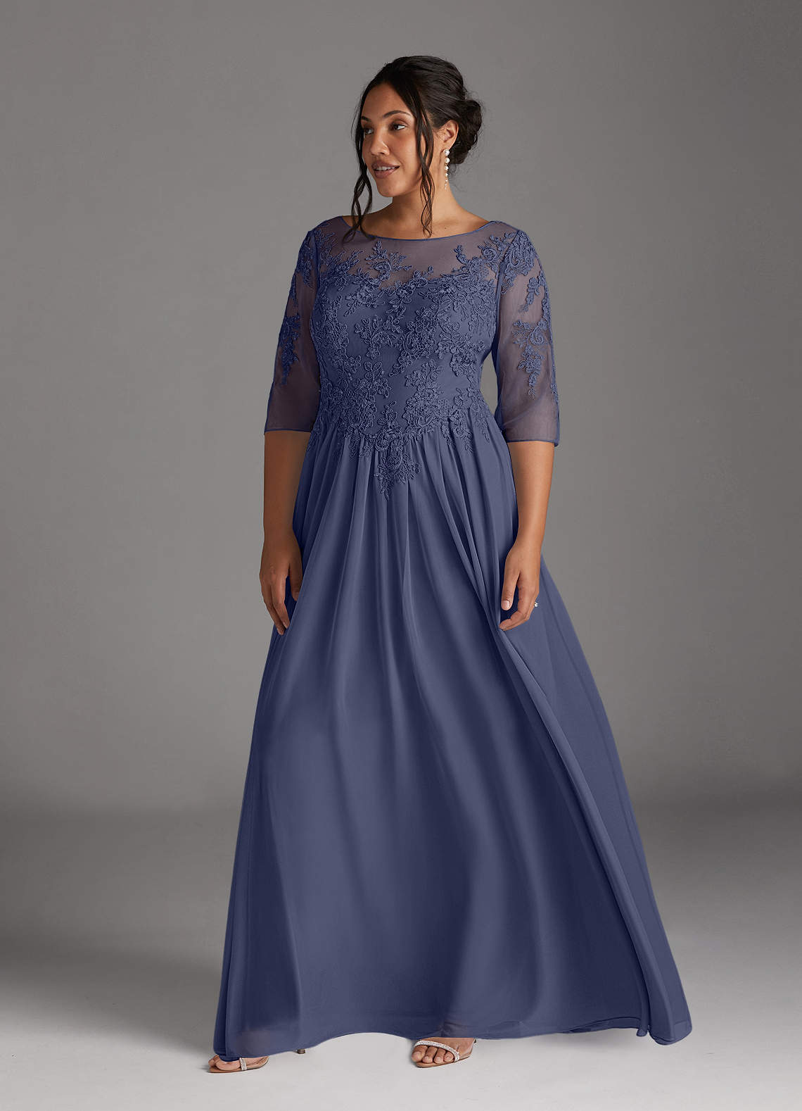 Azazie Harriet Mother of the Bride Dresses Stormy A-Line Scoop lace Mesh Dress image9