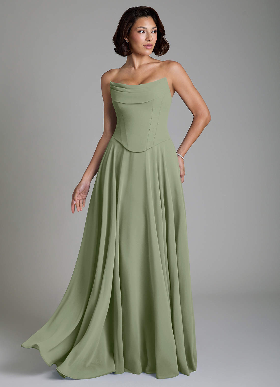 pistachio green bridesmaid dress Azazie Ira mismatched green bridesmaid dresses