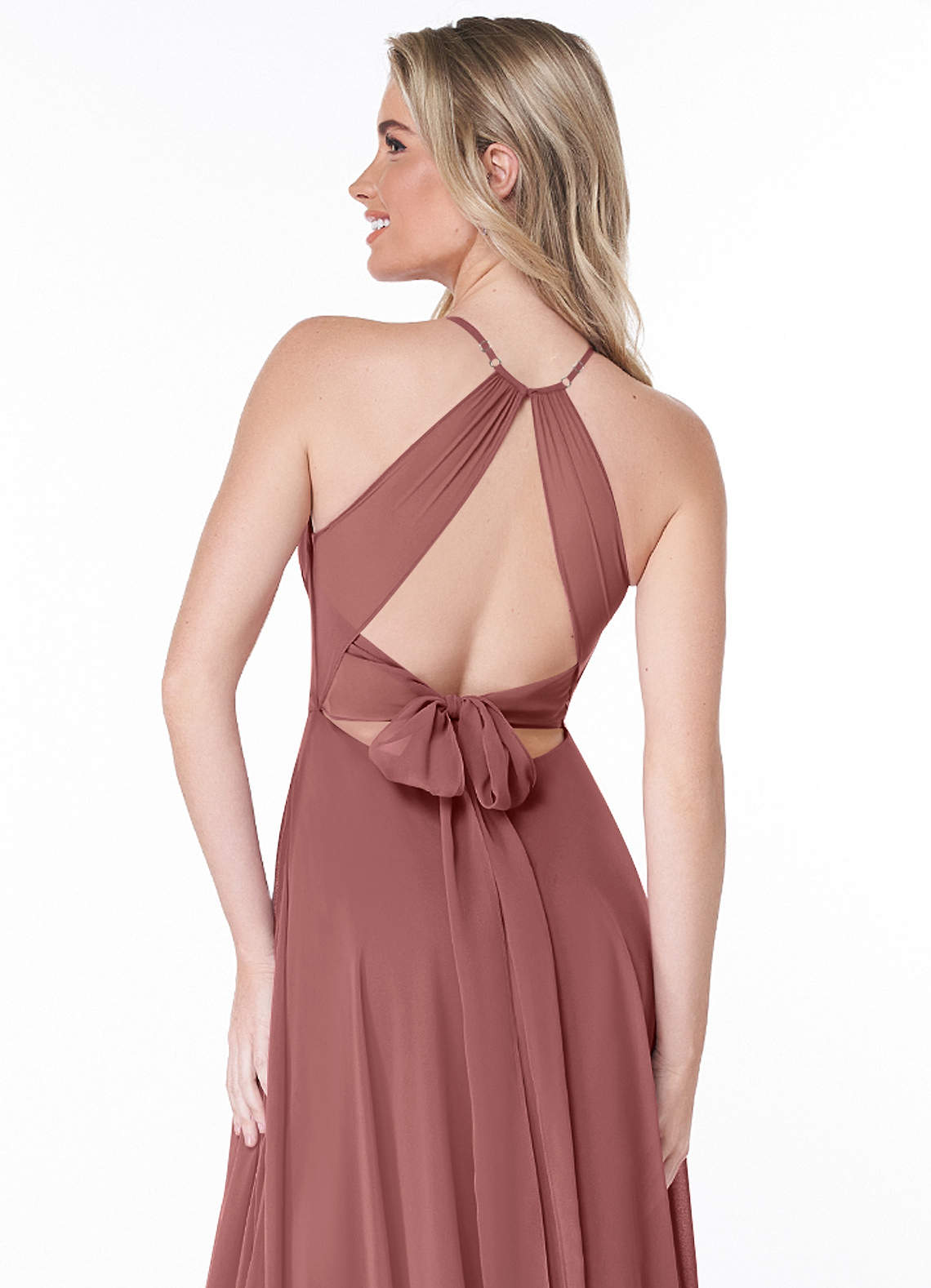 Azazie Evalleen Essayer des robes à la maison Robe Trapèze en Mousseline de soie Plissée Améthyste image2