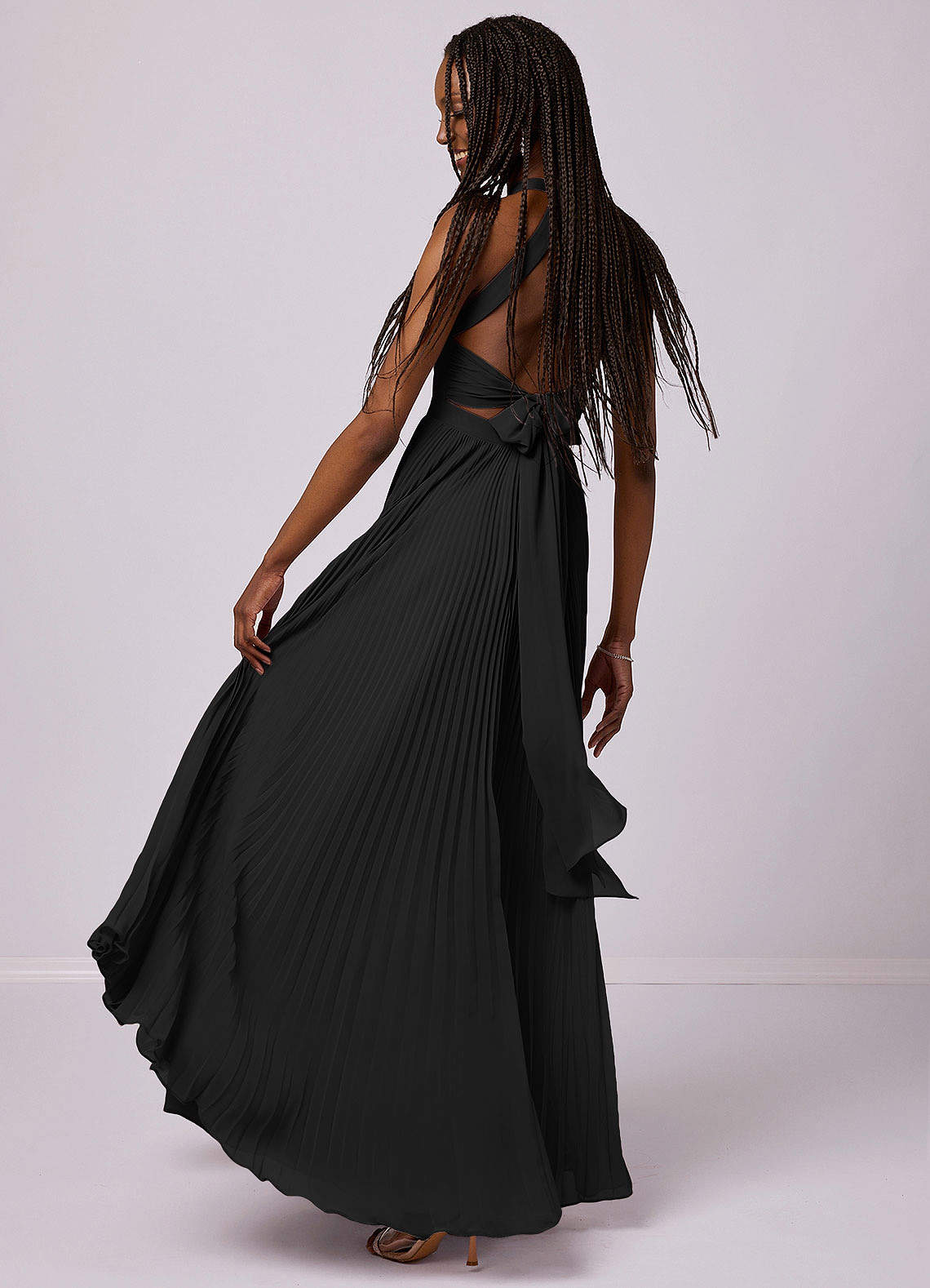 Barbie ♥ Azazie Bridesmaid Dresses Black A-Line Pleated Chiffon Dress image3