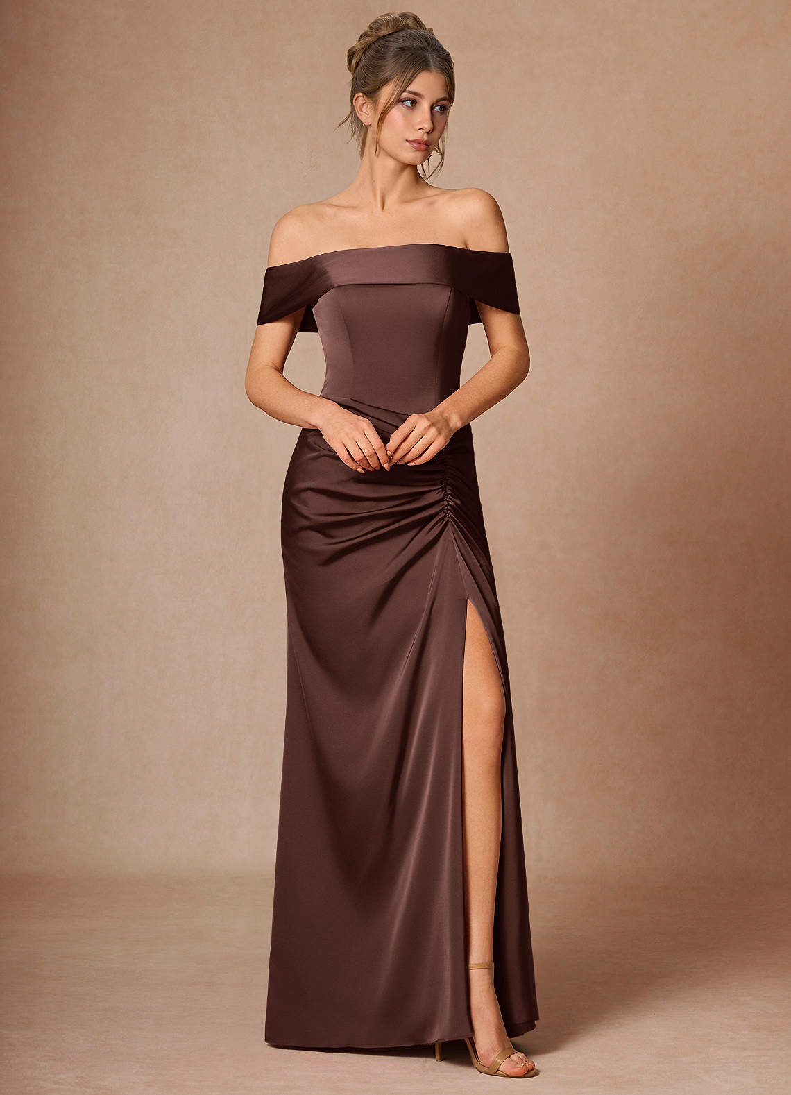 Fancy a la mode ミルクシェイク　サロペット Valora Mocha Coco Maxi Dress Ready to Ship | Azazie CA