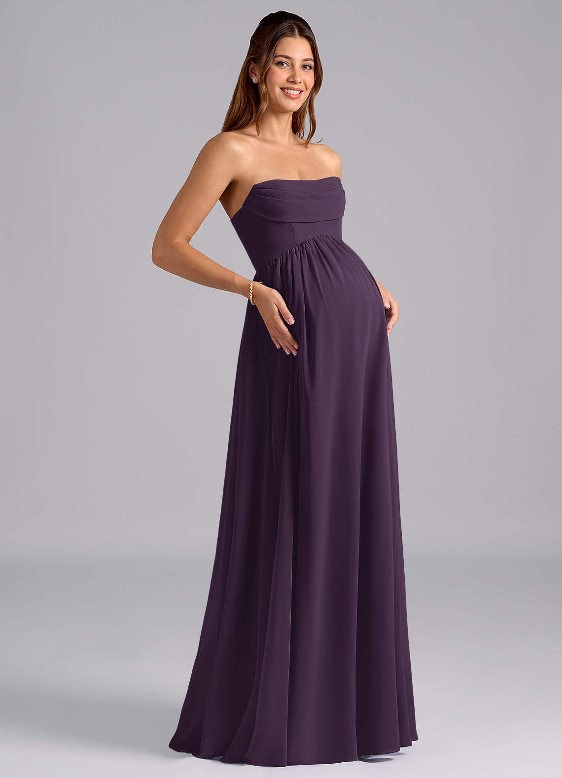 strapless maternity bridesmaid dresses Azazie Saige