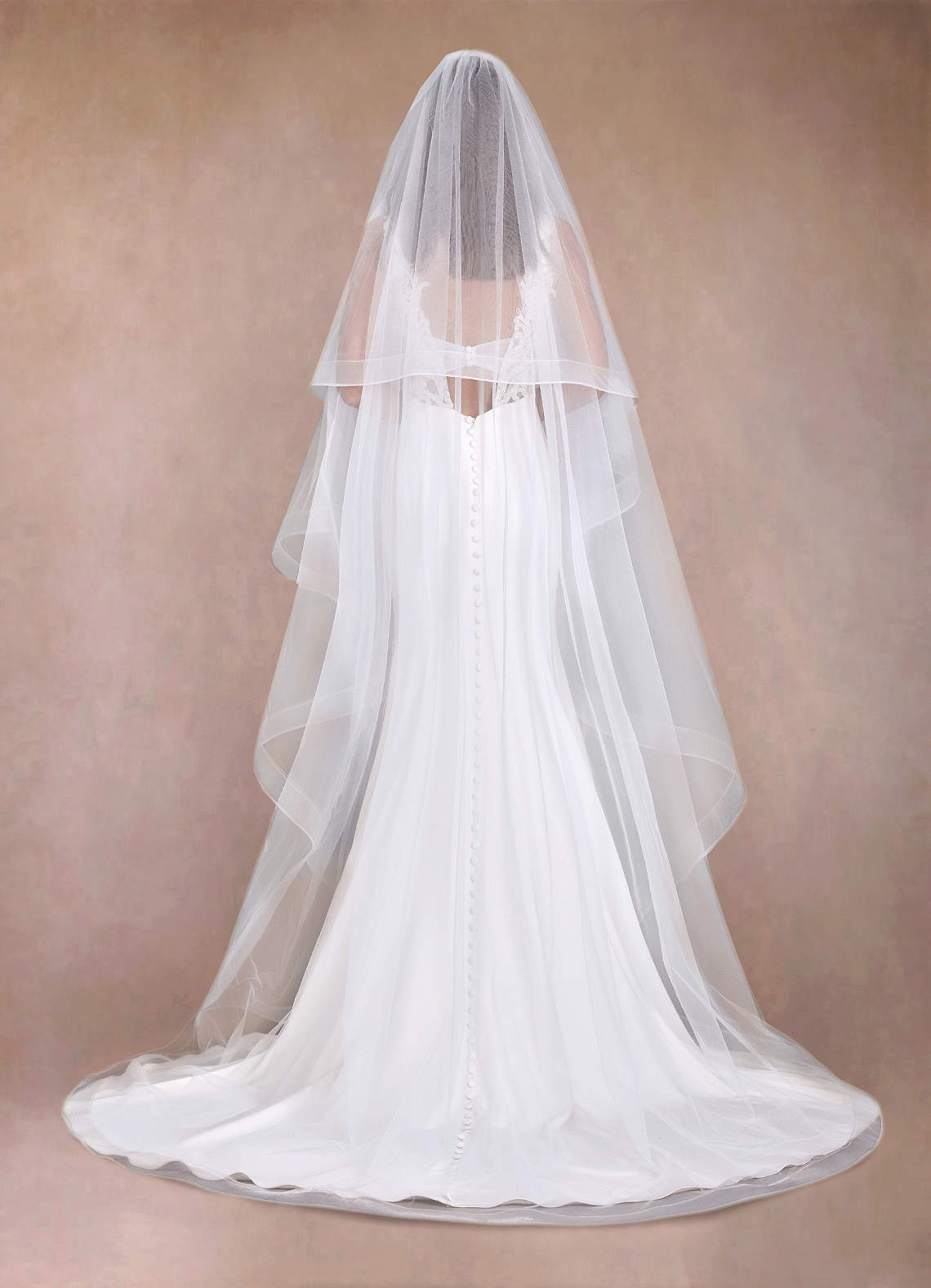 front Richelle Chapel Length Veil With Blusher