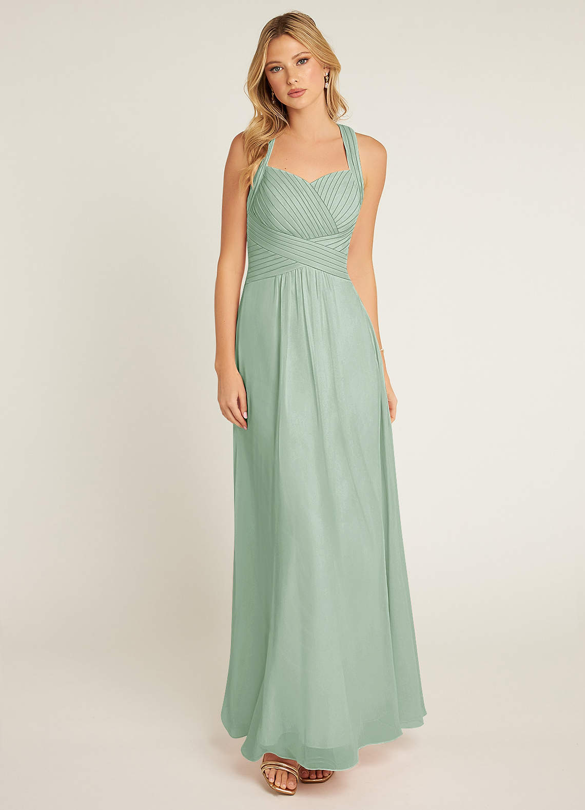 Azazie Claudia Bridesmaid Dresses Agave A-Line Sweetheart Neckline Chiffon Dress image1