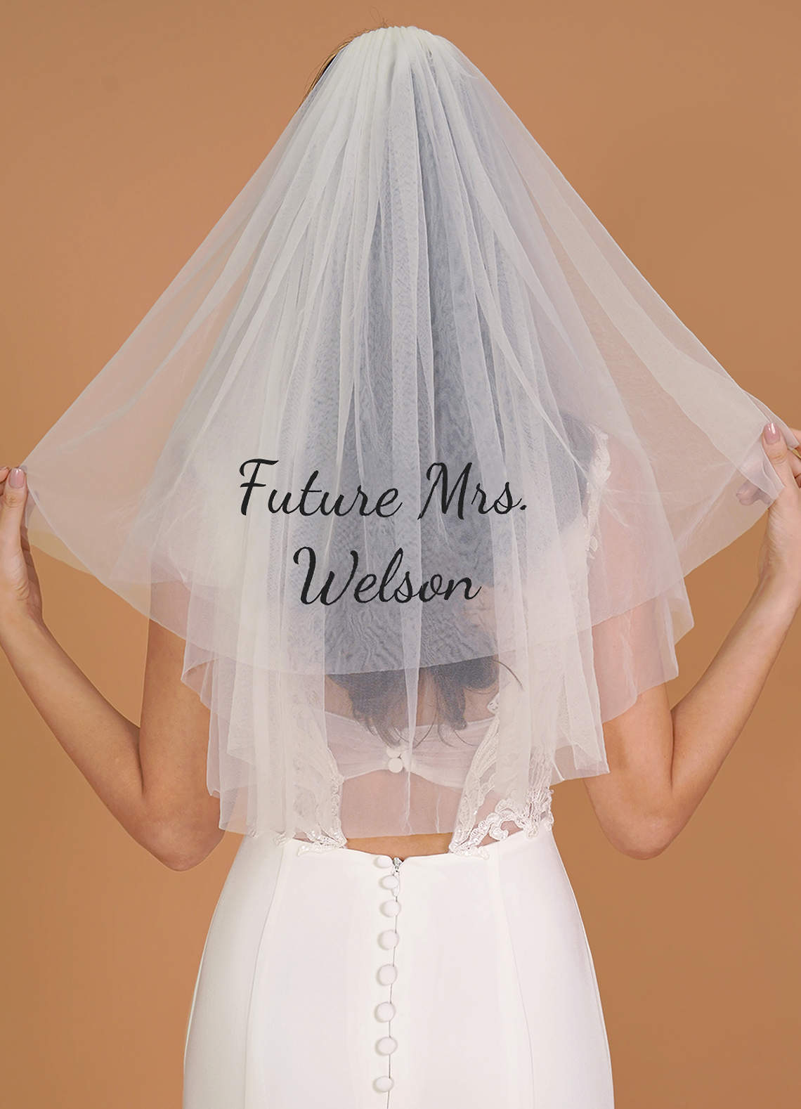 front Lilith Personalized Shoulder Length Veil With Blusher