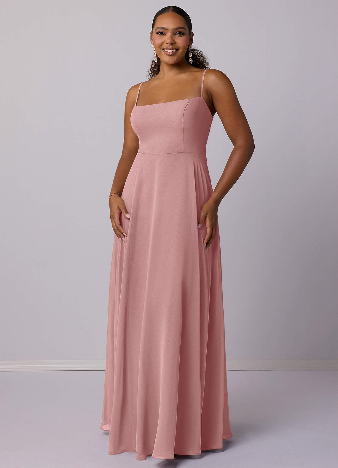 Barbie ♥ Azazie Bridesmaid Dresses Dusty Rose A-Line Chiffon Dress image6