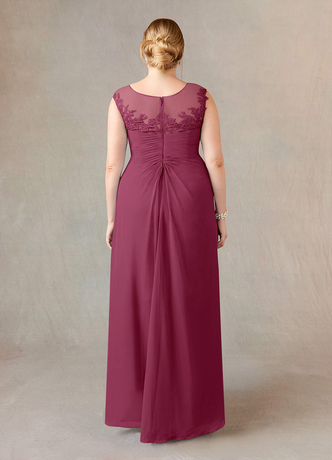 Azazie Endora Mother of the Bride Dresses Mulberry A-Line Scoop Lace Chiffon Dress image7