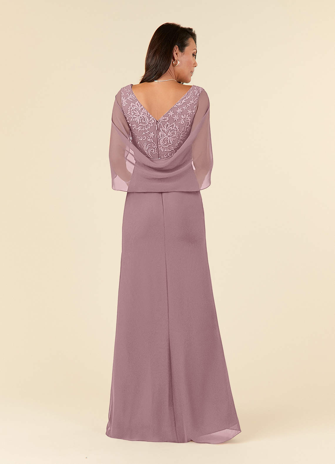 Azazie Laina Mother of the Bride Dresses Dusty Rose Mermaid Lace Chiffon Dress image3