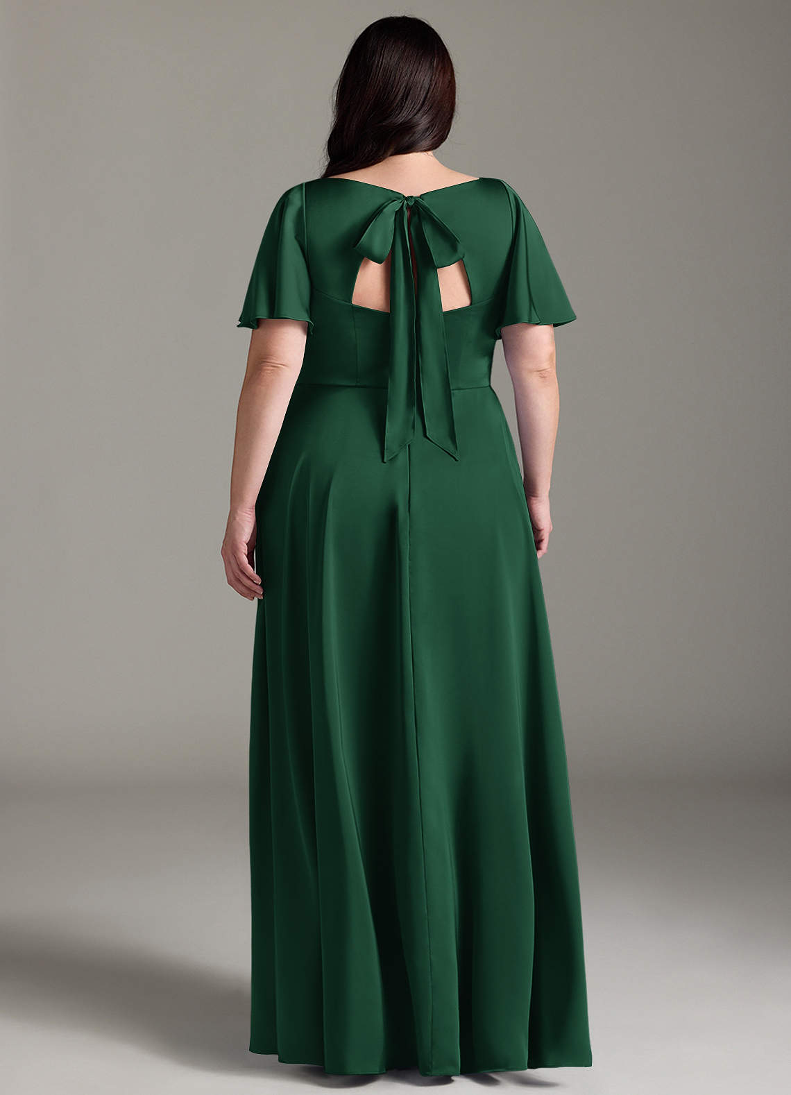 green emerald velvet dress Marilou Green Ruched Satin Maxi Dress main image 0