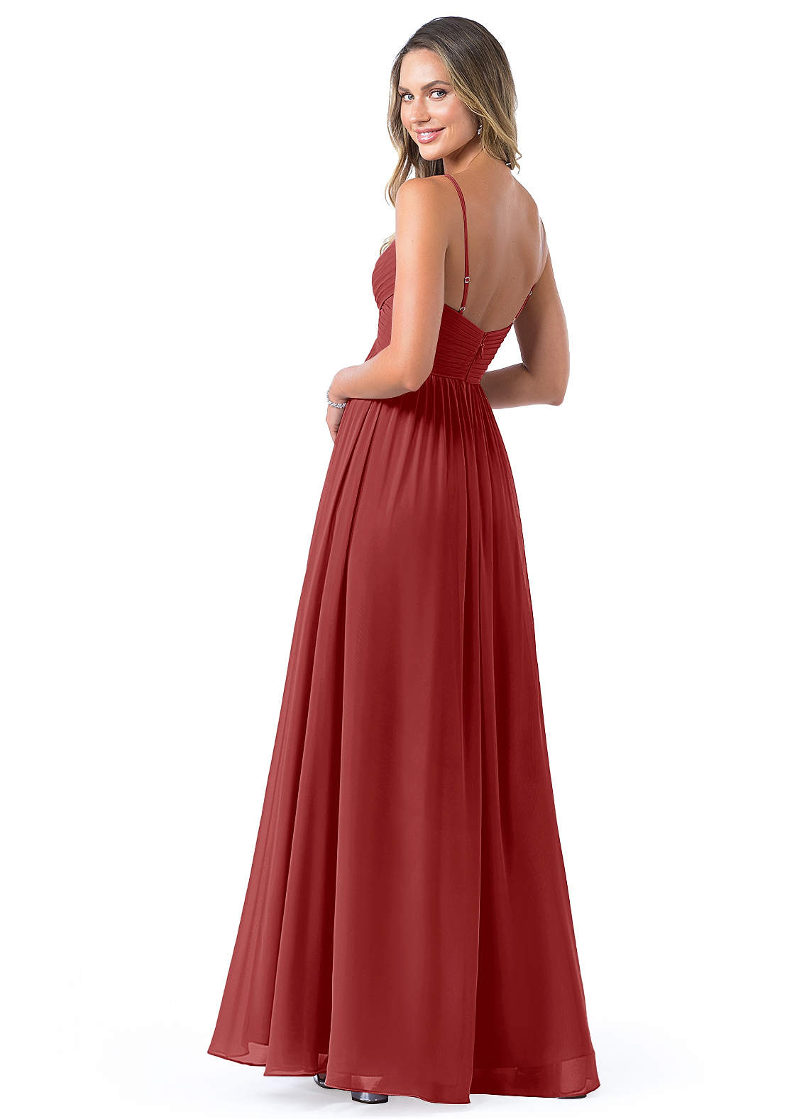 Azazie Alia Bridesmaid Dresses A-Line Pleated Chiffon Floor-Length Dress image1