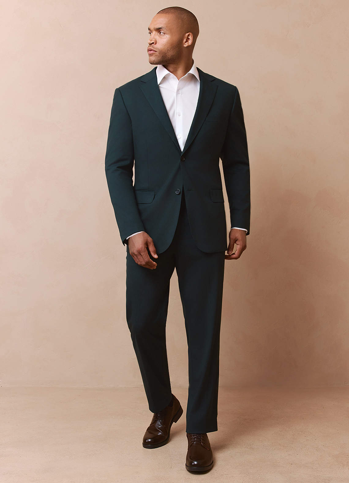 front Savile Dark Green Wool Blend Suit